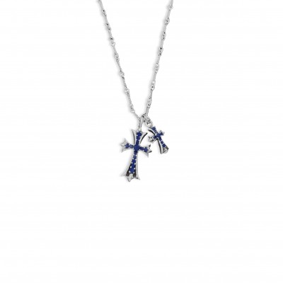 CHROME HEARTS DOUBLE CROSS NECKLACE 236523 CHROME HEARTS DOUBLE CROSS NECKLACE 236523